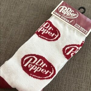 Dr Pepper Crew Socks OS (shoe size 6-12) NEW